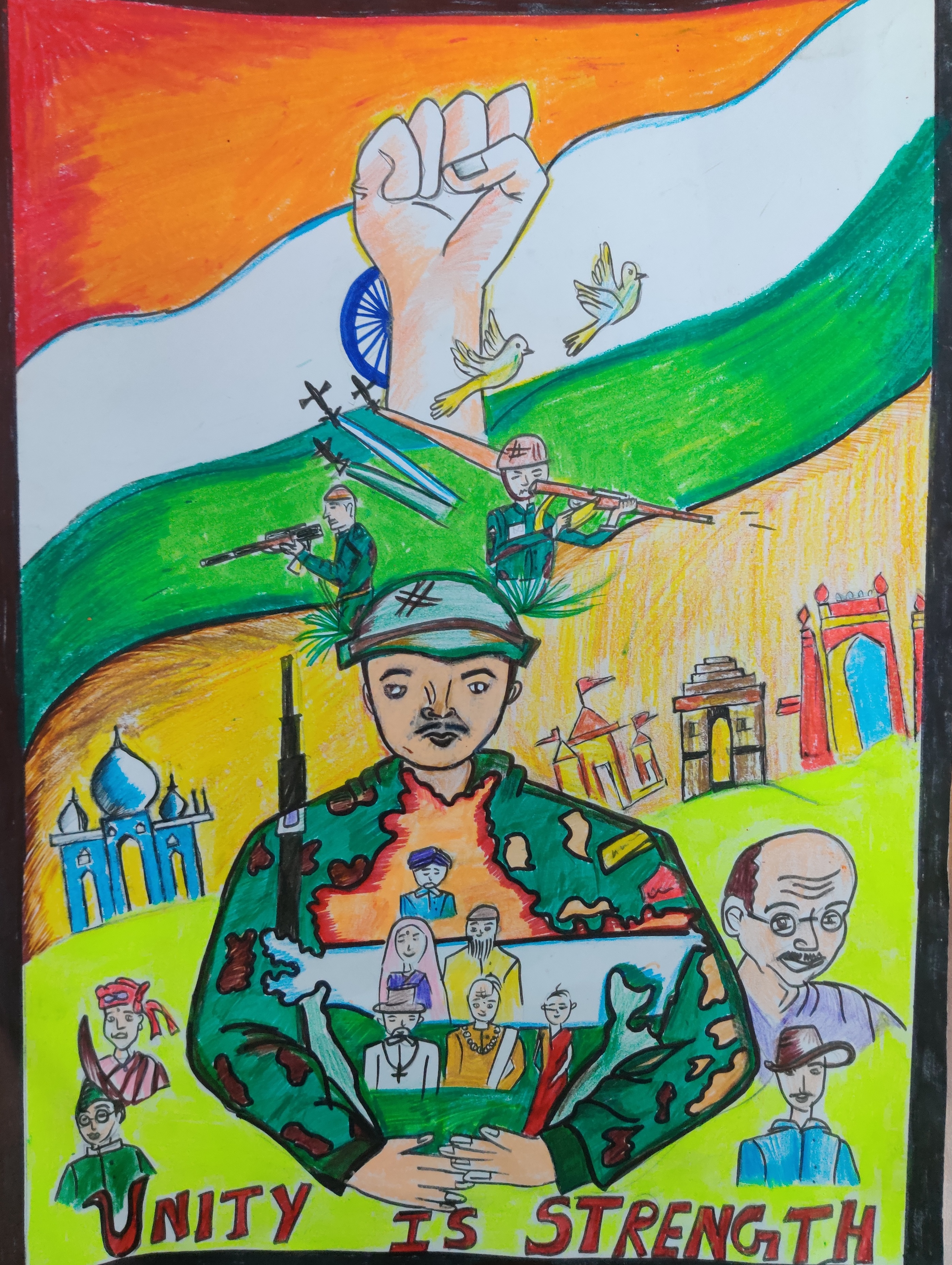Unity in variety Unity in strength Unity in diversity | India poster,  School art activities, Independence day poster